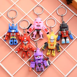 6 Pcs/set Transformers Keychain Action Figures Optimus Prime Bumblebee Pendants Anime Car Keyring Cartoon Doll Backpack Toy Gift