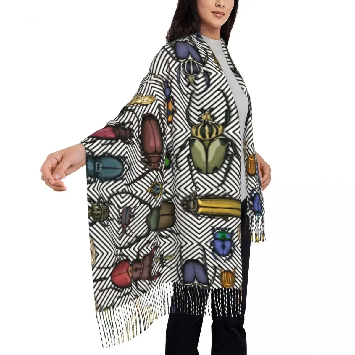 Bright Insects Women's Pashmina Shawl Wraps Fringe Scarf Long Large 