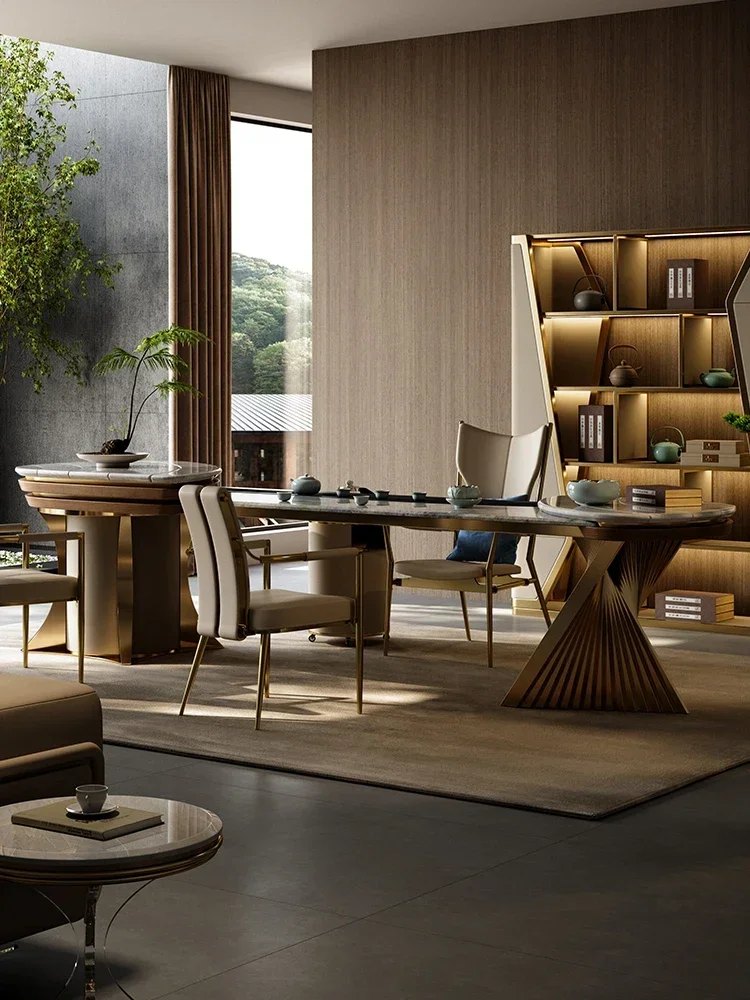 Marble Tea Table Modern High-End Elegant Home Luxury Stone Kung Fu Tea Table