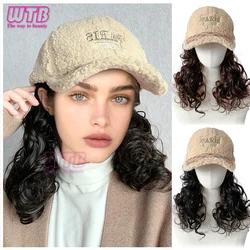 WTB Synthetic Hat Short Curly Hair Wig integrated Women's Fashion Age-reducing Autumn and Winter Warm Baseball Hat Wig