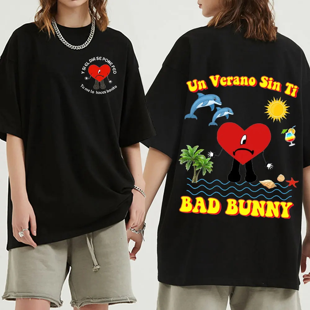 UN VERANO SIN TI Music Album Double Sided Print T Shirt Singer Bad Bunny Tee Women Men Hip Hop T Shirts Streetwear XS-4XL