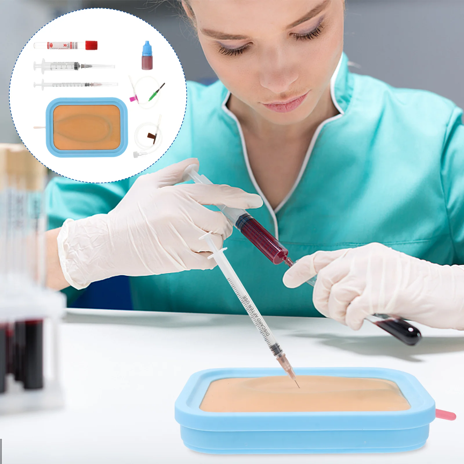 Venipuncture IV Injection Training Pad Silicone Human Skin Suture Training Model