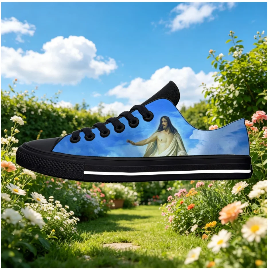 

Christian God Lord Jesus Custom Religious Christ Low Top Canvas Sneakers Unisex Daily Commute Street Leisure Shoes