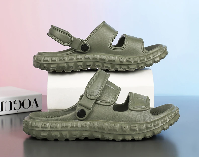 Sommerliche Übergrößen-Herrensandalen: Outdoor-Freizeitschuhe, Leder-Gartenschuhe, Rutschfeste Römerschuhe, Strand-Flip-Flops – Detail 2