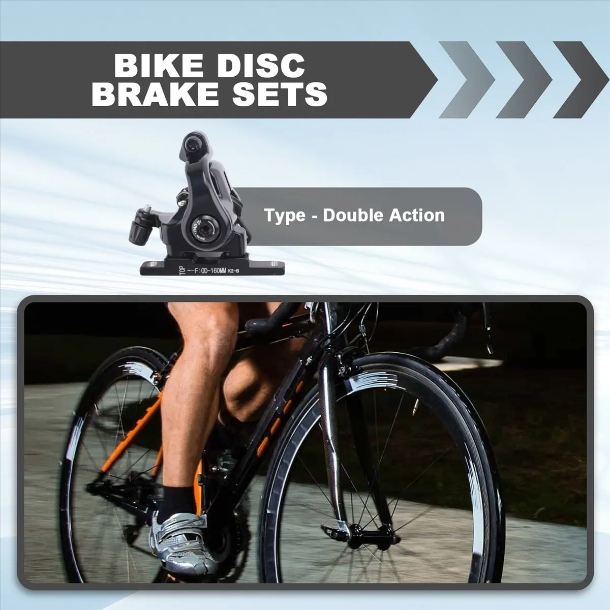 ABST  Road Bike Disc Brake Flat Mount Mechanical Dual Side Actuation Caliper 160mm Front Rear Bicycle Clamp Brake - view 6