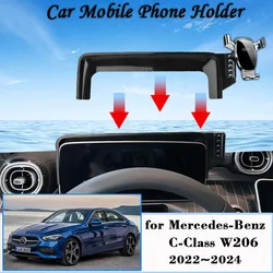 Car Mobile Cell Stand for Mercedes-Benz C-Class 220d AMG W206 2022~2024 Air Vent Clip Phone Bracket Gravity Holder Accessories