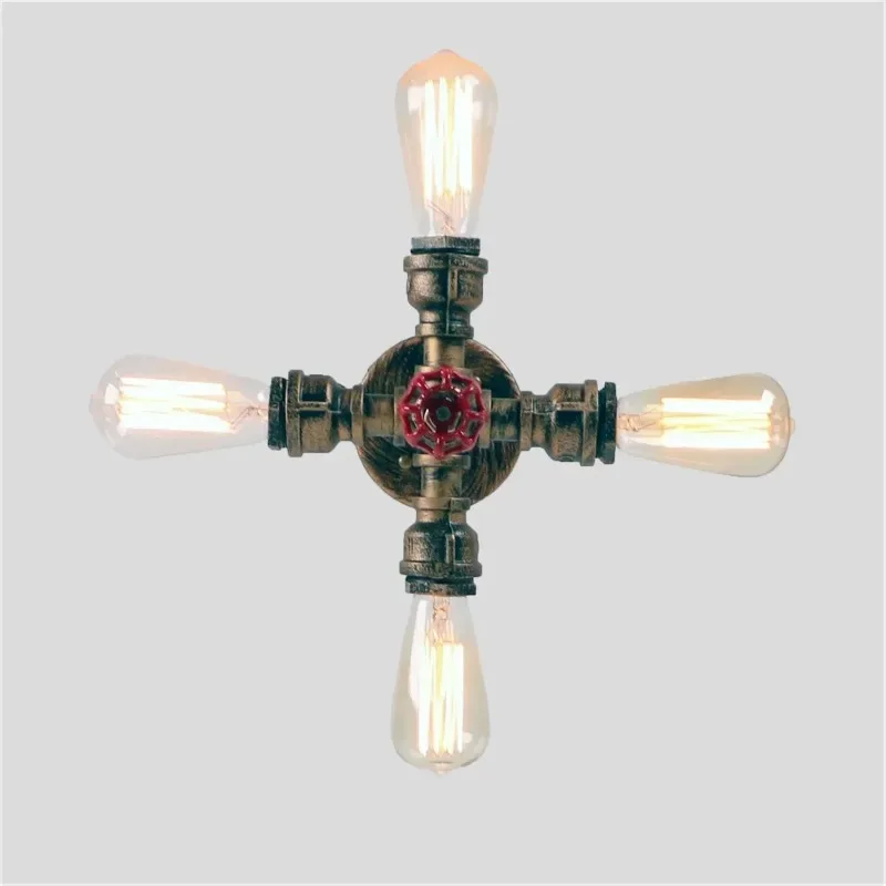 Plumbing Retro Ceiling Lamp 4 Living Room Dining Room Aisle Cafe Bar Industrial Light