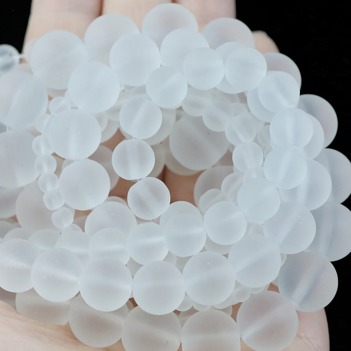 1 Strand White Frosted Glass Beads For Jewelry Making Matte Round Loose Beads DIY Bracelet Necklace Craft Supplies 4/6/8/10/12mm