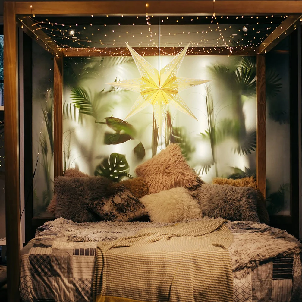 

3 шт. абажуры полые 7-конечные бумажные звезды абажур подвесной декор комнаты свет обложка бумажный фонарь