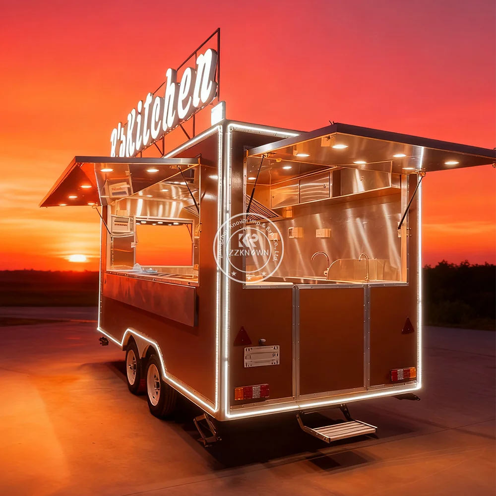 

Customized Square Mobile Coffee Ice Cream Food Trailer USA Standard Catering Equipment Snack Food Truck