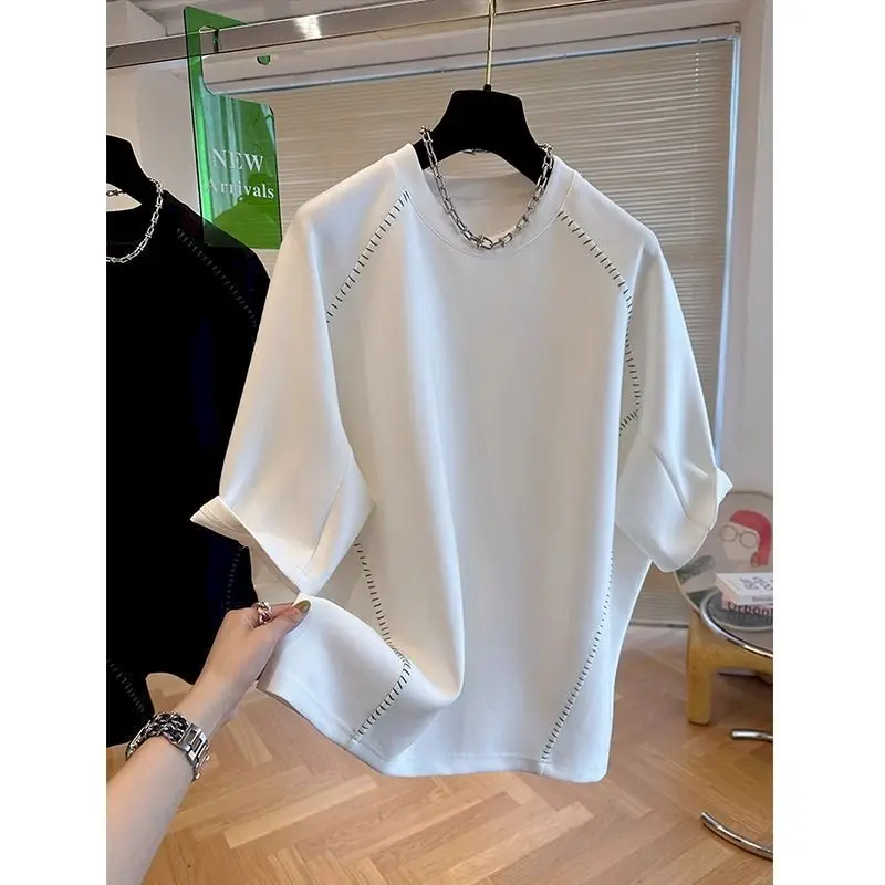 

Oversized T Shirts Women Fashion Design Niche Patchwork Color Contrast T-shirt Casual Loose Short Sleeve Top Summer Trend Tshirt