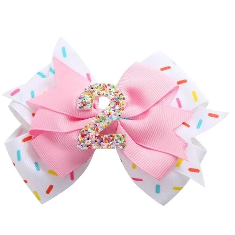 

K92D Birthday Girls Headband/Hair Clip for Infants Baby Cartoon Bowknot Decor Headwear/Hairpin Children for Festival Party