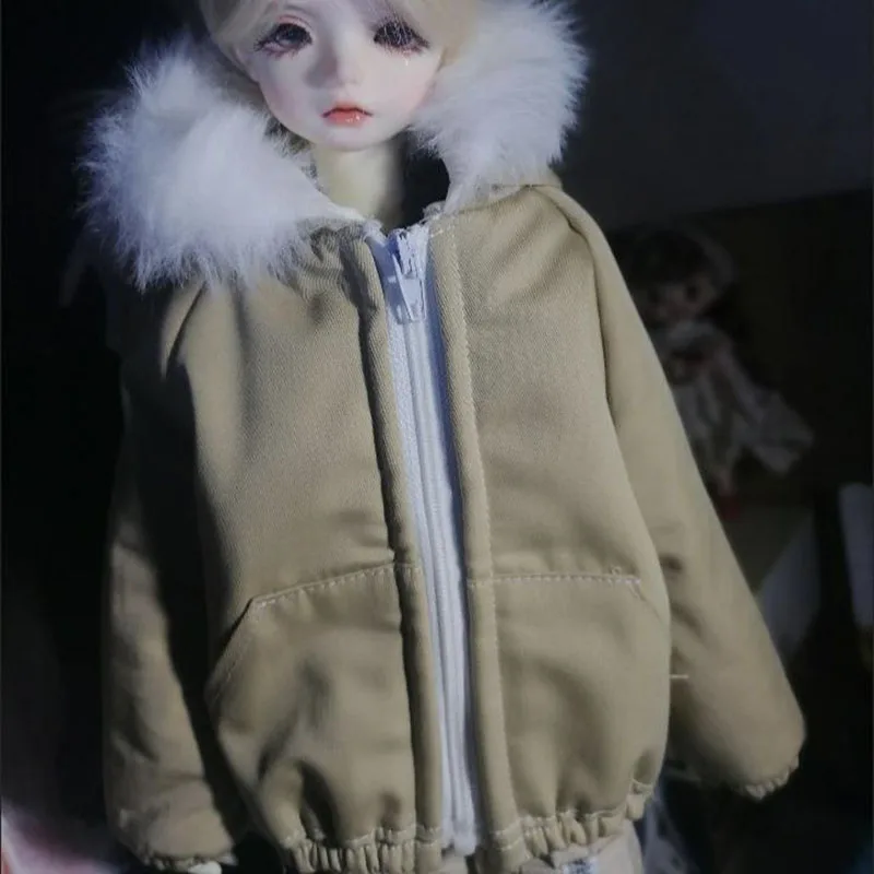 1/4 Doll's Clothes for Male Female Bjd Doll Warm Hooded Hand Pockets Winter Cotton Clothing Versatile Doll Accessories, No Doll