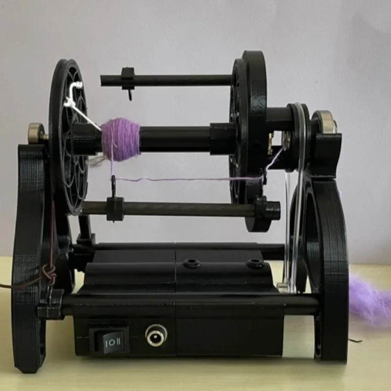 12V Adjustable Speed Display Mini Electric Spinning Wheel, Wool Fiber Cotton Yarn Twist