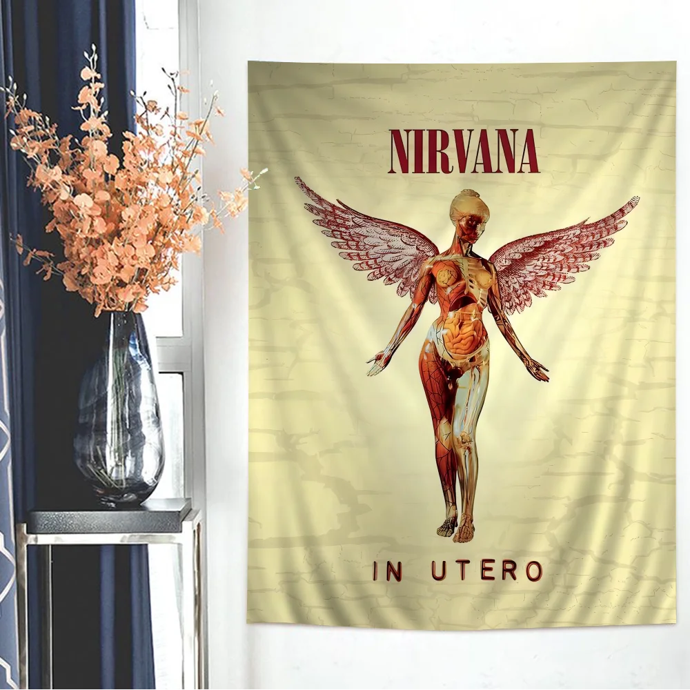 A-N-Nirvana-Rock Band Hanging Bohemian Tapestry Hanging Tarot Hippie Wall Rugs Dorm Home Decor