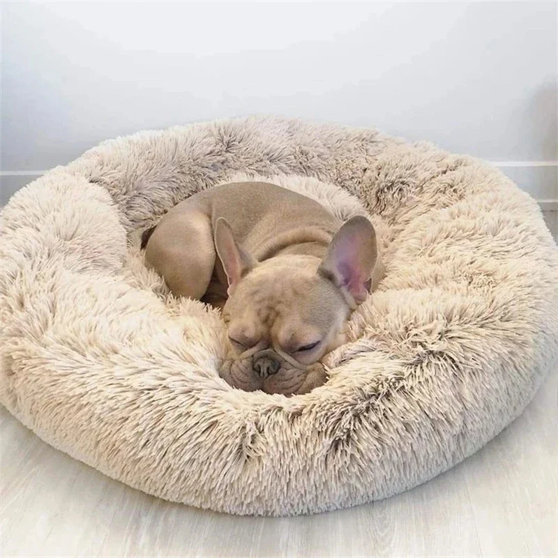 

Fluffy Dog Cat Round Bed Super Soft Cat Kennel Long Plush Winter Universal Decoration 40-60cm Pet Bed for Small Medium Dog Bed