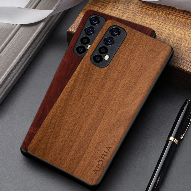 

Case for Realme 7 6 Pro 6S 6i 5i 3 Pro coque simple design durable lightweight wooden pattern pu leather cover funda
