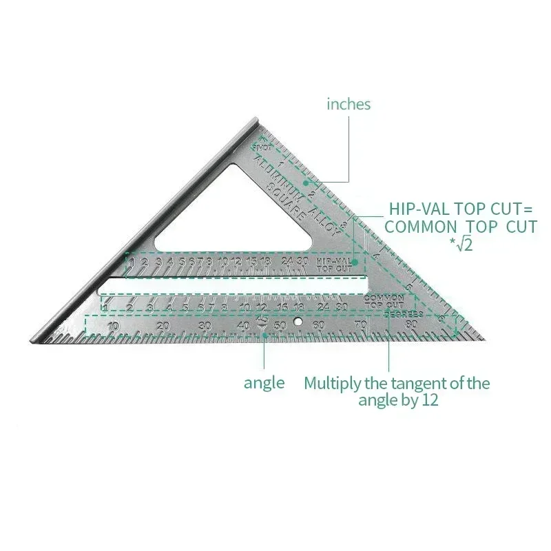 7'' Gauges Guide Carpenter Line Measurement Triangle Speed Ruler Tool Protractor Miter Saw Aluminum Alloy Scriber Percision For