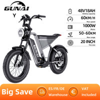 GUNAI-Y Electric Bicycle 20*4 Inch Fat Tires Electric Bike 1000W 48V 18AH Removable Battery E-bike City Electric Bike For Audlt