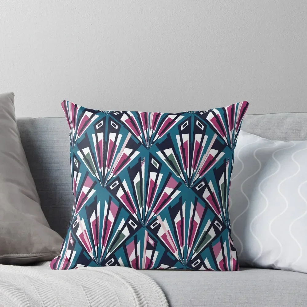 teal pink and green mid century fan pattern Throw Pillow Pillow Case Sofa Cushions Throw Pillow Covers