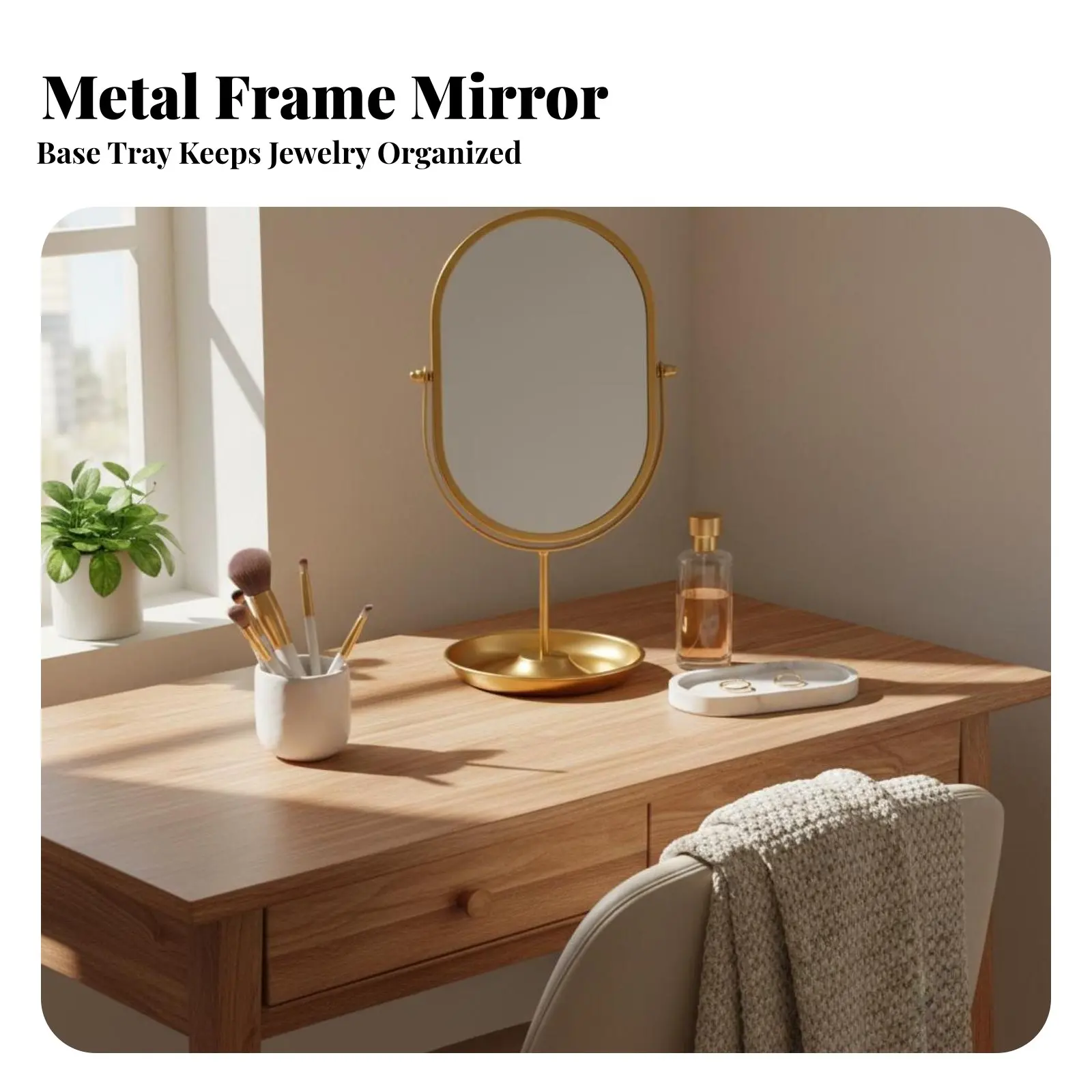 

Complimale Userstarystanding Makeup Mirror Stylized Design Vanity Accessory Space-Saving Minimalist & Aesthetic for Womale Users