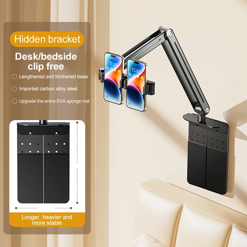 حامل حامل للكمبيوتر اللوحي لجهاز 4.7 بوصة - 12.9 بوصة، حامل لوحي بمشبك تثبيت للسرير لجهاز iPad Air Mini/Galaxy Tabs/Kindle Fire