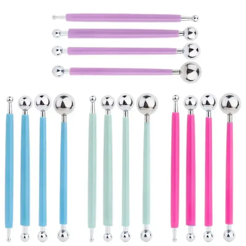 For Embossing Pattern 4 Pcs Point Drill Creasing Pen With DIY Ball Styluses Tools Spiral Double Head Clay Sculpting Tools