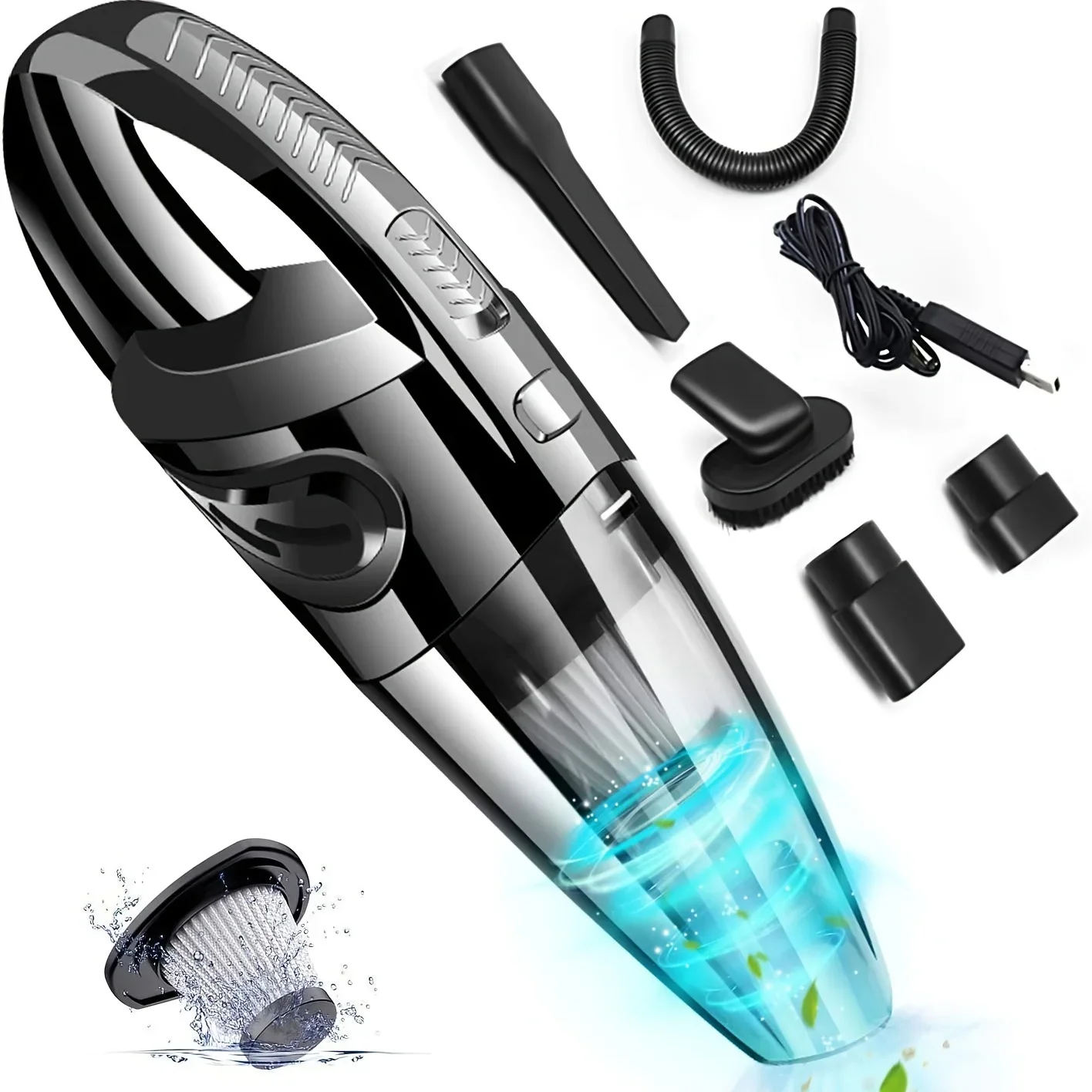 

Handheld Vacuum Cleaner, Cordless Rechargeable Lightweight Portable Mini Hand Vac With Powerful Cyclonic Suction