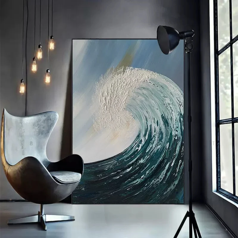 Textured Knife Art Sea Wave Canvas Oil Painting Unframed Hand-painted Abstract Acrylic Paintings Wall Art Picture For Home