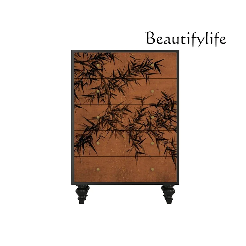 

muebles de salónFrench Style Mid-Ancient Bamboo Bedroom Storage Decoration Living Room Wall Aisle Hallway Drawer Cabinet
