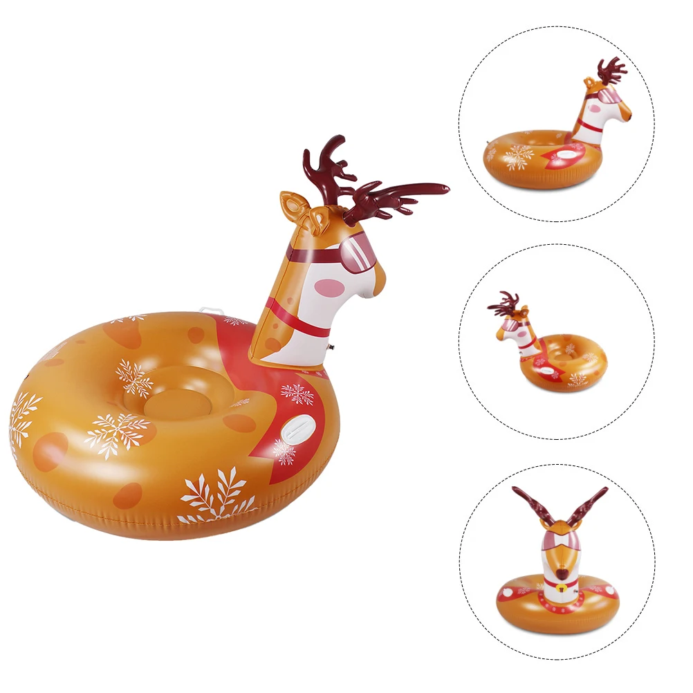 

Inflatable Snow Tube PVC Ski Ring for Kids Adults Durable Wear Resistant Easy Gift Occasion Snow Sled Tube Deer