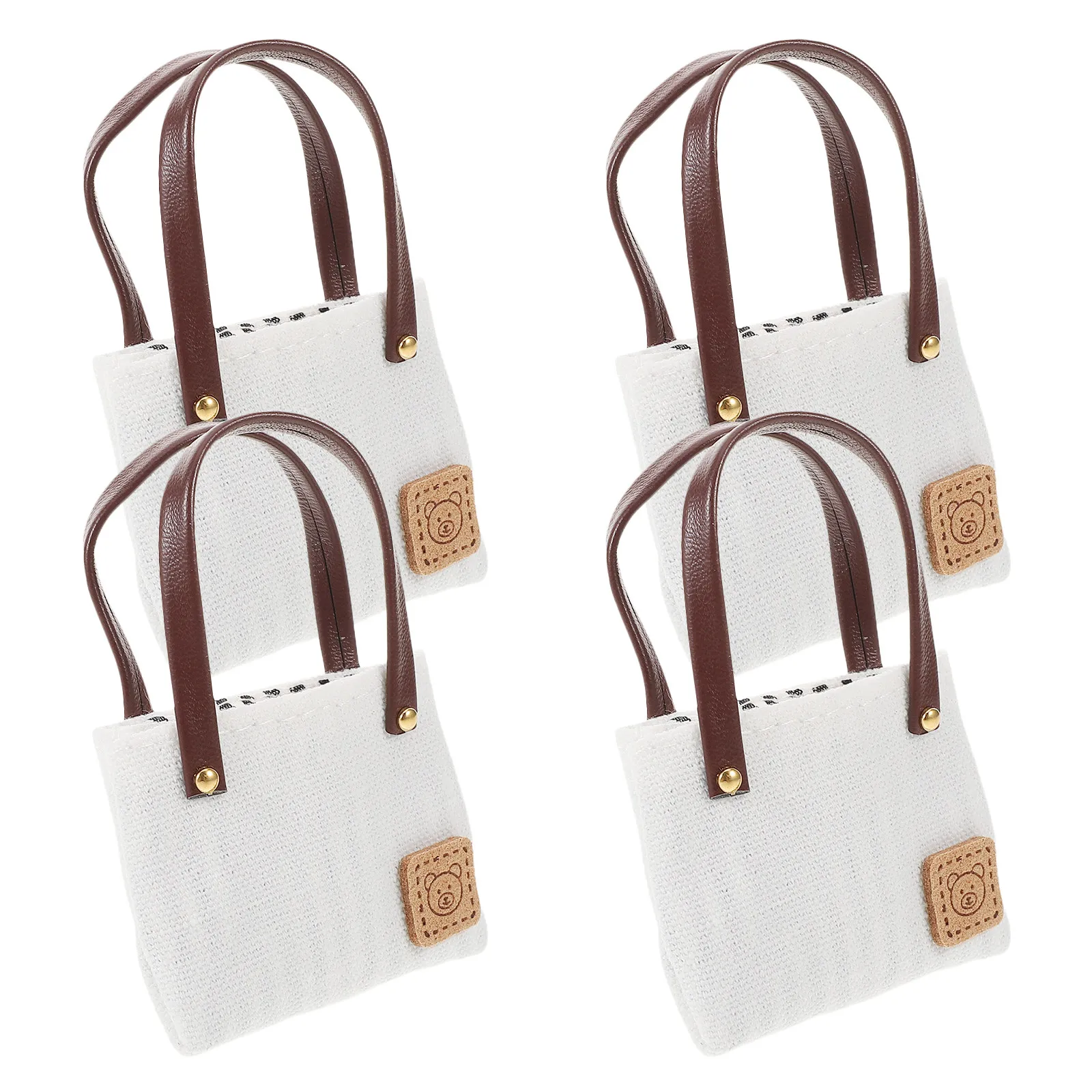 

Набор из 4 миниатюрных холщовых сумок-тоут в масштабе 1:12, реалистичный дизайн с одной ручкой для декора кукольного домика, реквизит для микросцен