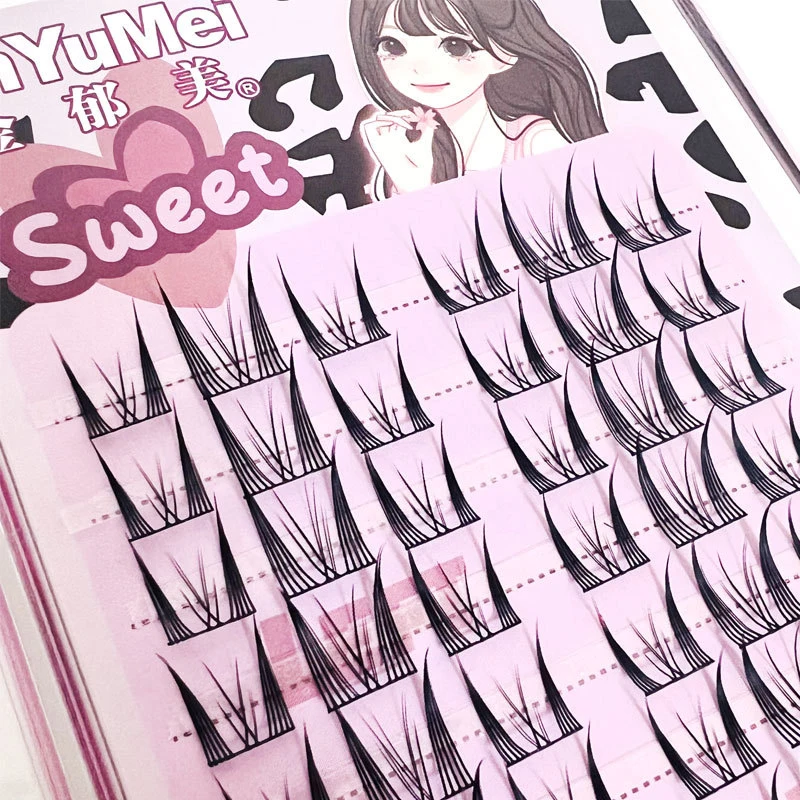 Juego de pestañas postizas, maquillaje de extensión de pestañas individuales esponjosas, acabado esponjoso, suave y natural