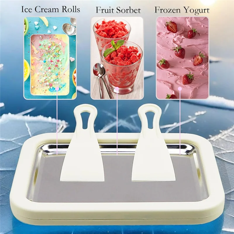 SANQ roestvrijstalen bevriezing yoghurtmaker, instant rollende ijsyoghurtmachine met 2 spatels, ijsfruitserbet