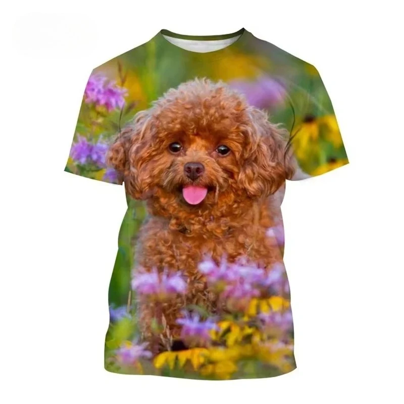 

Летняя футболка с 3D-принтом пуделя для мужчин и женщин, забавная, в стиле Харадзюку, для активного отдыха, спорта, праздников, вечеринок, дышащая, уличная одежда, с коротким рукавом