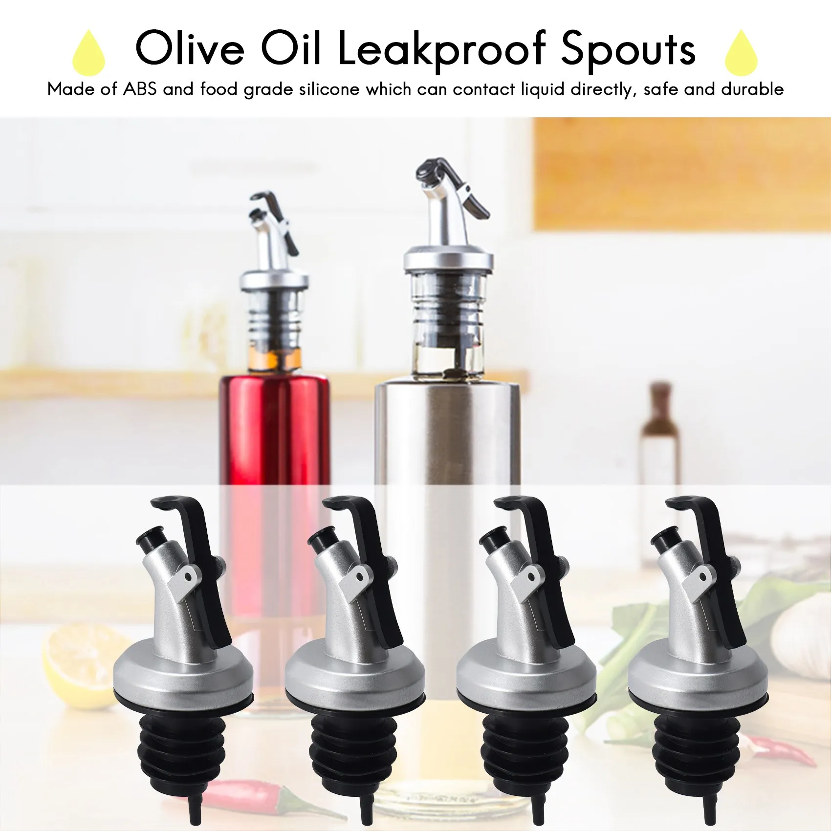 A04G-Olive Oil Leakproof Spouts Wine Dispenser Pourer Kitchen Tools Bottle Sealing Nozzle For Cocktails, Parties 10 Pieces