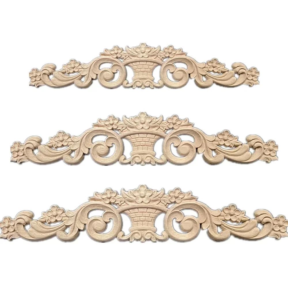 European Wood Carved Wood Lintel Wood Applique Film Decal Background Flower Home Decoration Accessories Decorations for Home