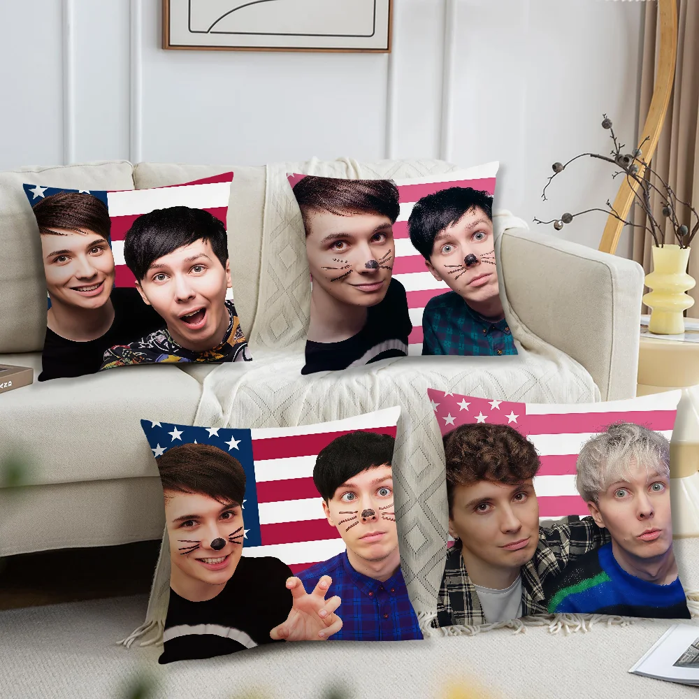 Funny Meme D-Dan and P-PhilS American Flag Cushion Cover For Pillow Printing Sofa Decoration Home Shop Office Nordic Simplicity