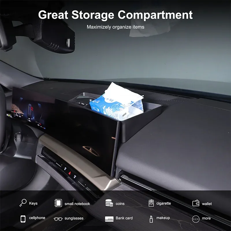 لسيارات BMW 5 Series G60 2024 2025 + لوحة سيارة الملاحة شاشة صندوق تخزين علبة المفاتيح الهاتف المحمول درج منظم الملحقات