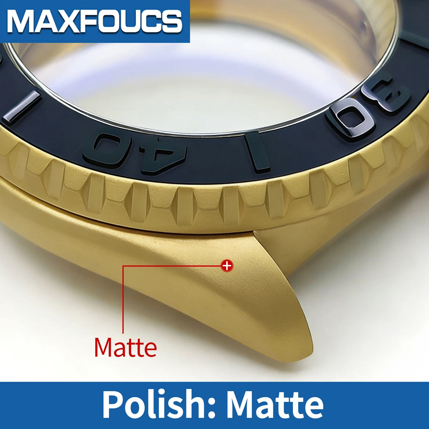 Mattes 3.8 SKX Gold-Uhrengehäuse mit Krone bei 4 Uhr, Edelstahl-Finish, MOD NH36 Lünetteneinsatz, Saphirglas, kundenspezifische Teile – Detail 5
