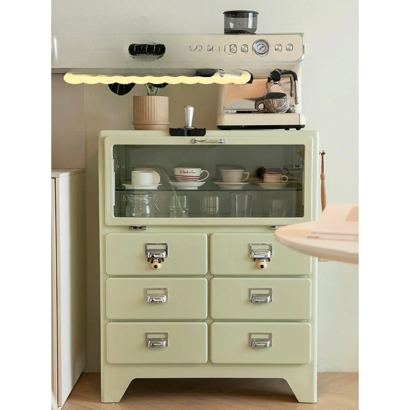

Household retro chest, metal door cabinet, glass door, drawer, locker, industrial style storage