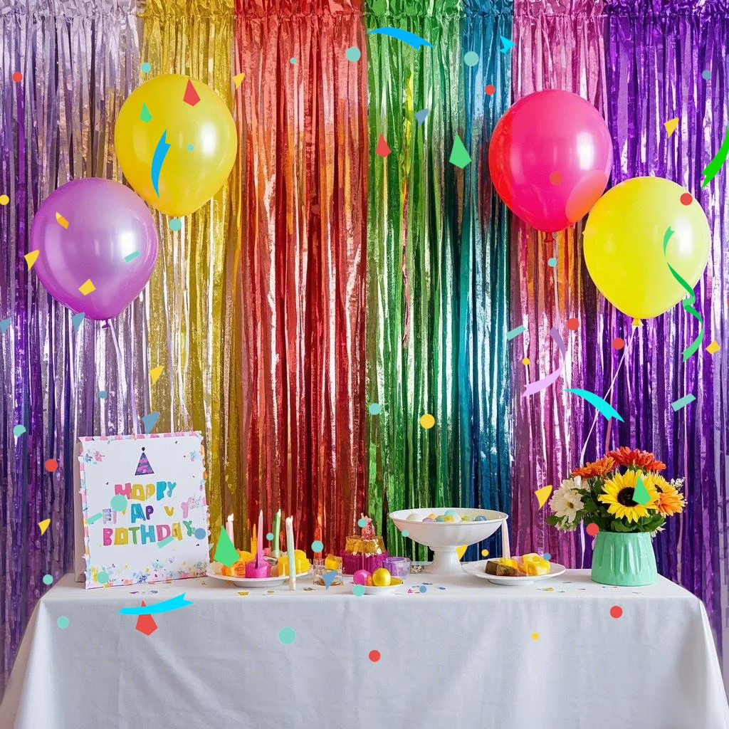 3 قطع 2 م ستائر شرابة، ستائر حرير المطر من رقائق القصدير، حفلات أعياد الميلاد، حفلات الزفاف، الأولاد والبنات، ديكورات كشف الجنس #2