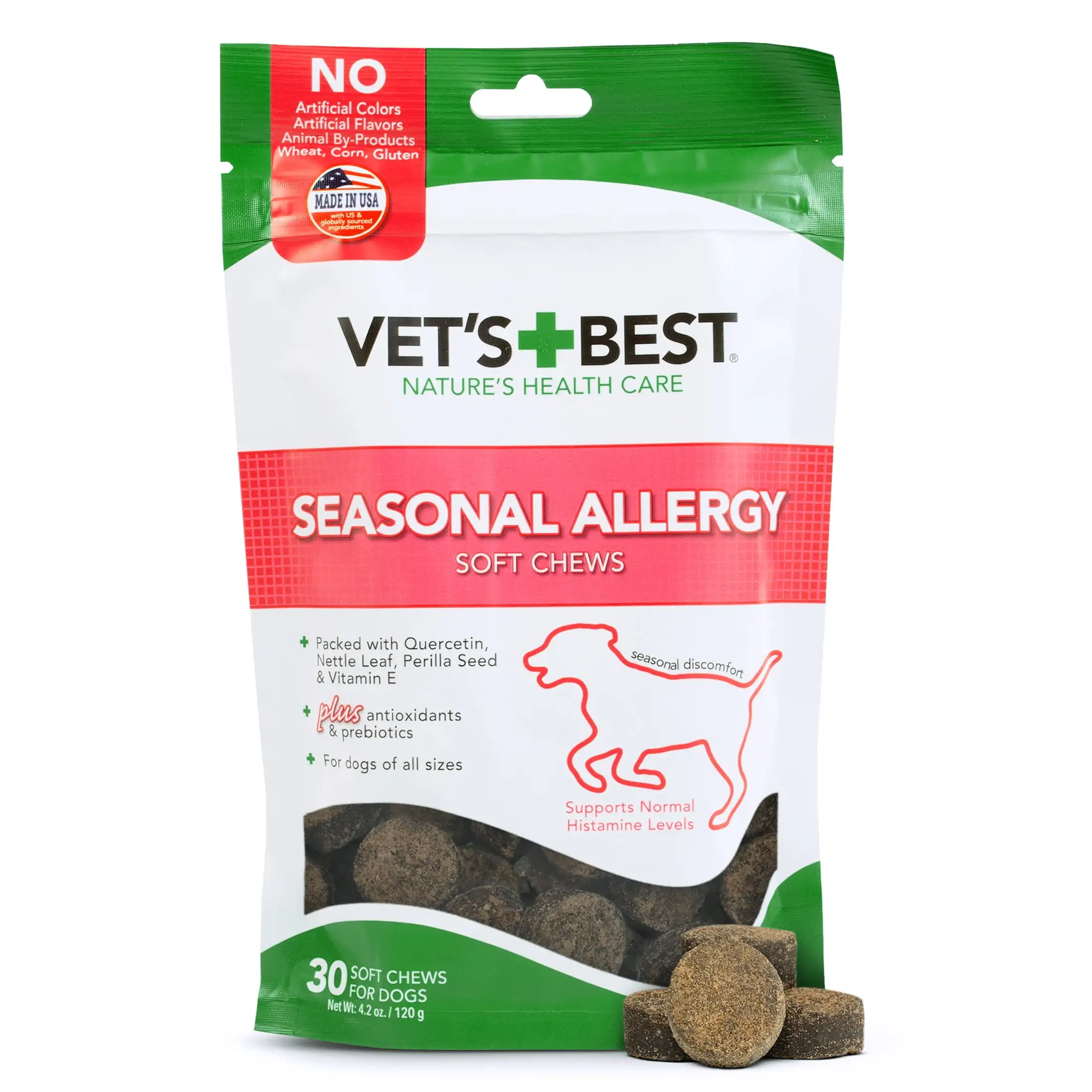 

Seasonal Allergy/Dry Skin Antioxidant Soft Chews for Dogs - 30 Day Supply