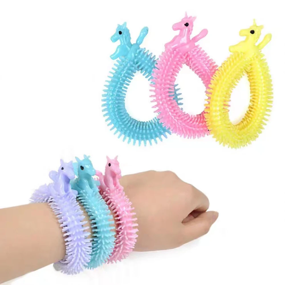 1PCSNew Lalale Bracelet Unicorn Cute Pet Animal Caterpillar Decompression Bracelet Toy Vent Lamian Noodles Strip Soft Rubber Toy