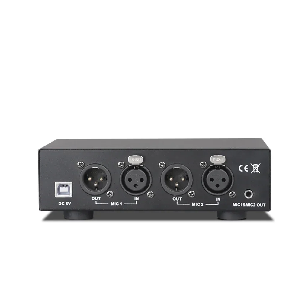 

USB Dual Mixed Output Phantom Power Supply 48V Metal For Condenser Microphones Music Recording Equipment