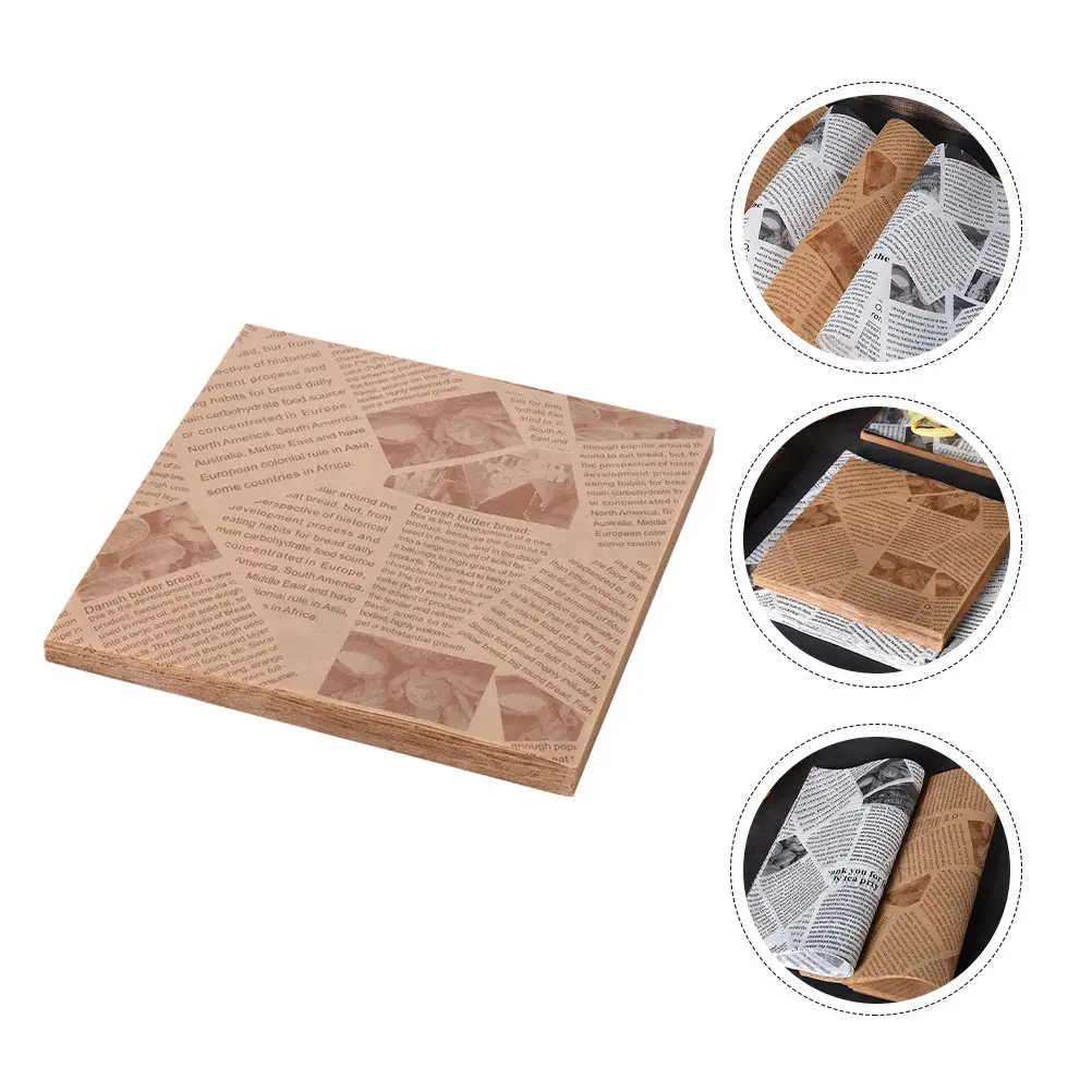 

500 Pcs Baking Paper Heat Resistant Food Grade Virgin Wood Pulp Material Unbleached Oil Proof Snack Papers Fried Food Pizza