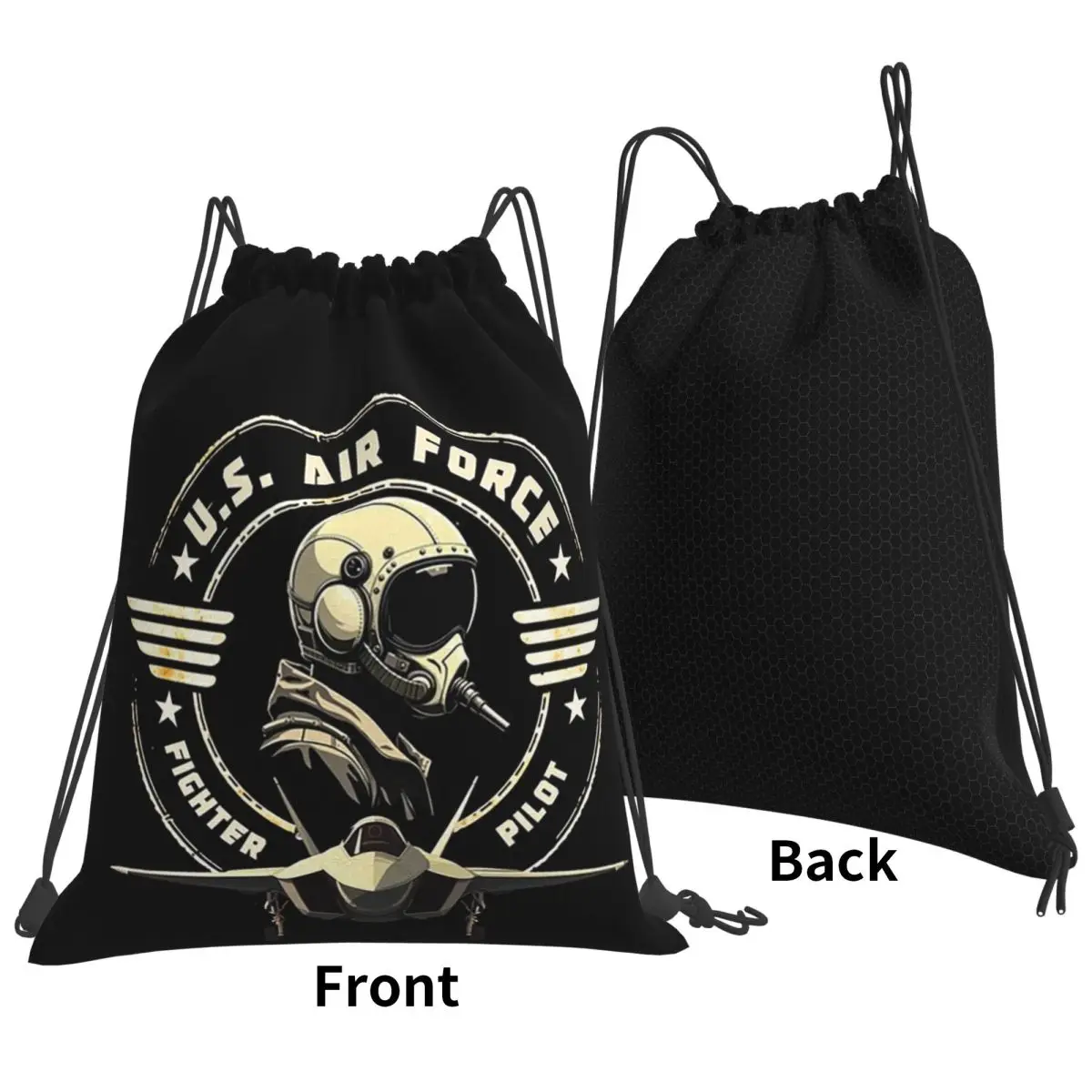 U.S. Air Force Fighter Pilot Military Aviation Vintage Backpacks Multi-function Drawstring Bags Sports Bag Book Bags Students