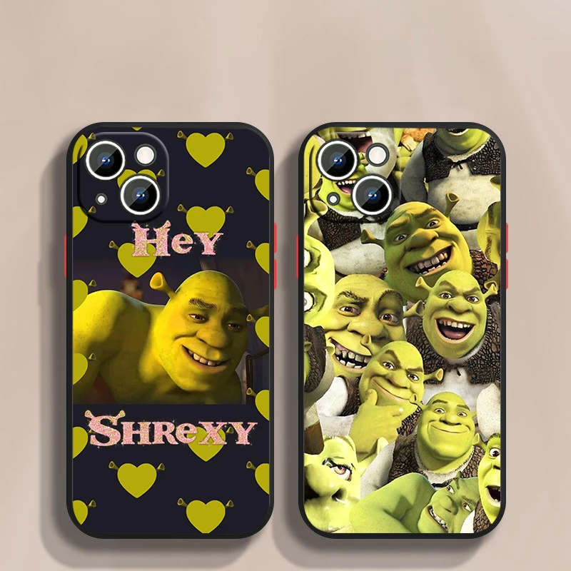 Cartoon Moive Shrek Coon For iPhone 15 Ultra 14 13 12 11 Mini XS XR X 8 7 Pro Max Plus Frosted Translucent Phone Case