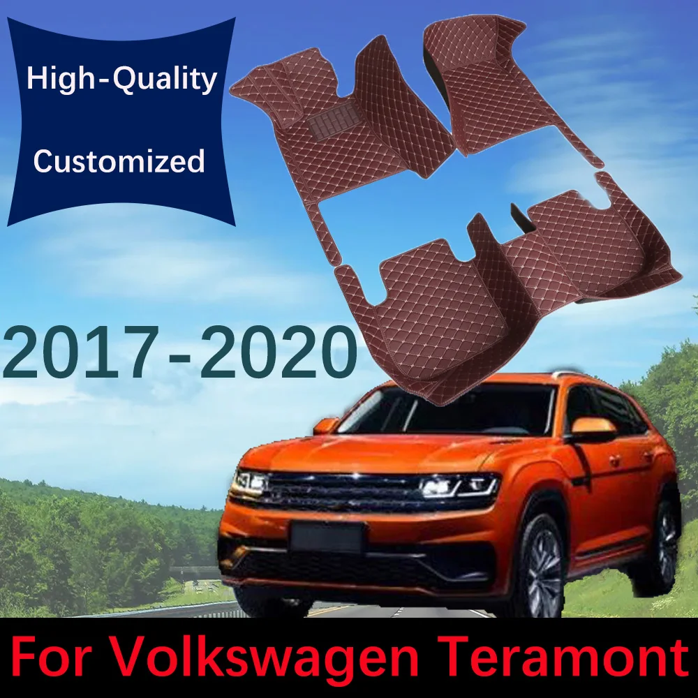 

Custom Leather Fashion Car Floor Mats For VW Volkswagen Teramont 2017 2018 2019 2020 5 Seats Automobile Carpet Rugs Foot Pads