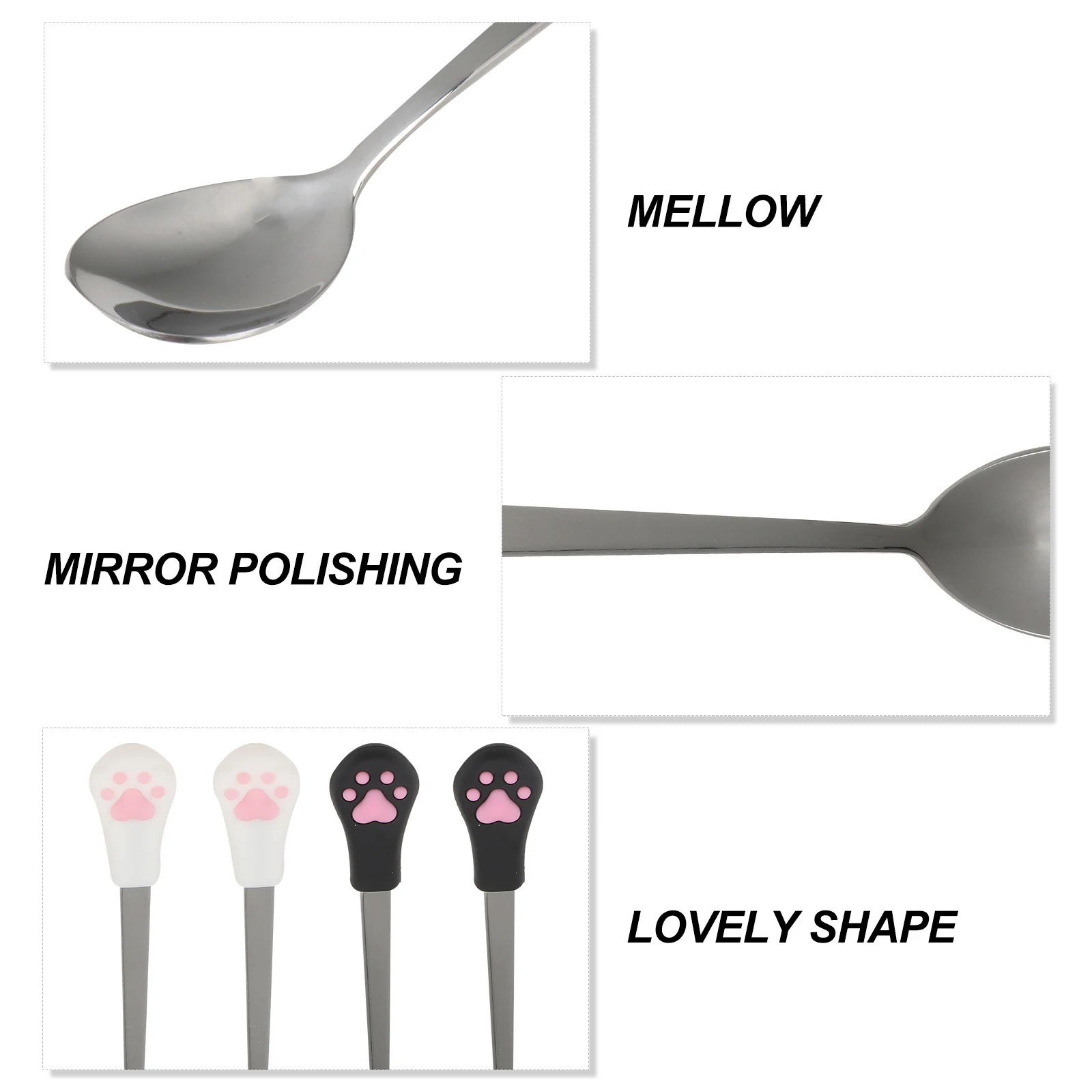 

4Pcs Pet Can Spoon Stainless Steel and Silicone Dog Food Spoon Dishwasher Safe Non-Warp Canned Food Feeding Tool